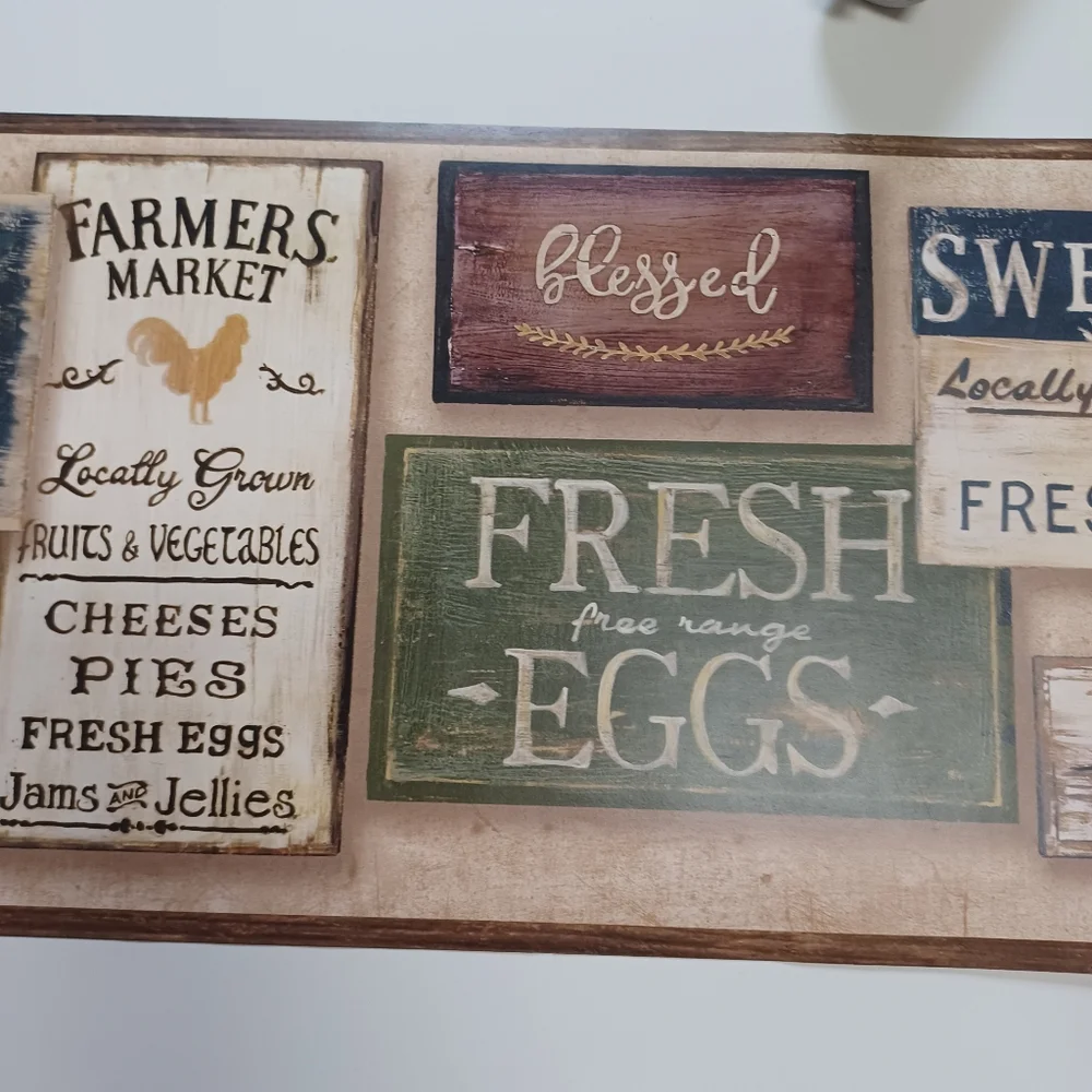 Wallpaper Border Farm to Table Country Market Signs